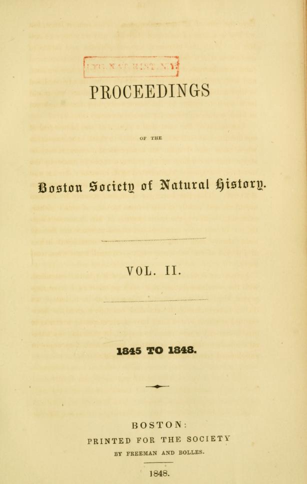 Media type: text; Gould 1845 Description: Proceedings of the Boston Society of Natural History, vol. 2;